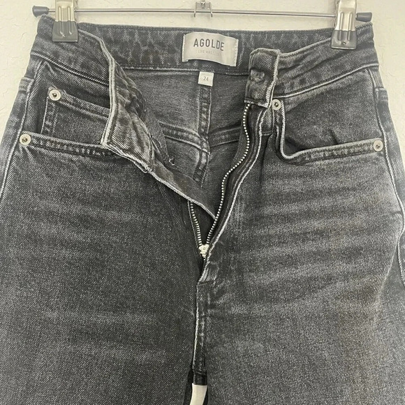 Agolde High Rise Straight Leg Jeans Womens Size 24 Black Vintage - Picture 8 of 12